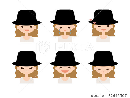 帽子をかぶった女性 喜怒哀楽 アイコンのイラスト素材