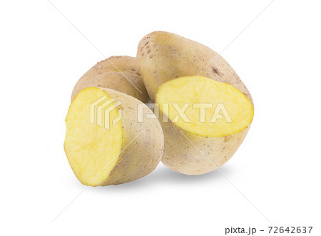 Sliced potatoes isolated on white background Sliced potatoes isolated on white background 72642637