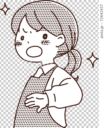主婦・女性保育士　モノクロコミック風 72642937