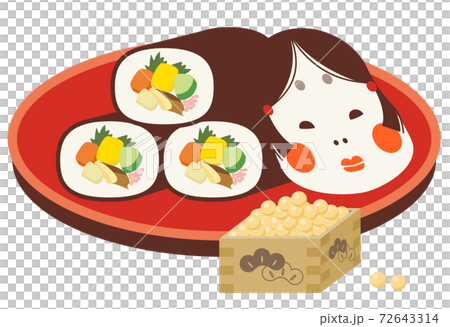 Setsubun Ehomaki, Otafuku-san and beans 72643314