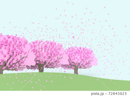 桜並木と花吹雪 春のイメージ背景素材のイラスト素材