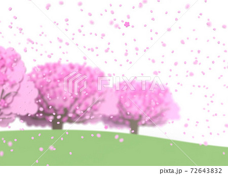 桜並木と花吹雪 春のイメージ背景素材のイラスト素材