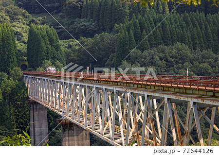 高千穂の風景 旧高千穂鉄道 高千穂あまてらす鉄道 高千穂鉄橋の写真素材