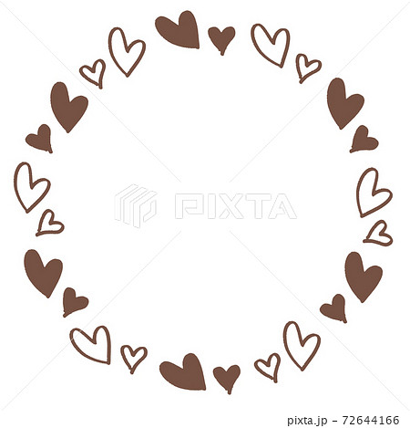 ハートの手書き風の背景素材 枠 丸いフレーム バレンタインのイラスト素材