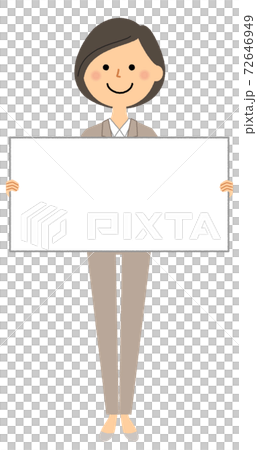 Woman in suit with whiteboard Woman in suit with whiteboard 72646949