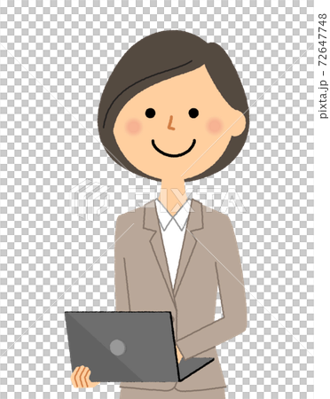 Woman in suit with laptop 72647748