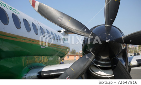 A close up of propeller on a small inland plane in nepal 72647816