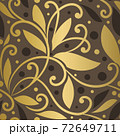 Brown and gold leaves seamless pattern. Vintage vector ornament template. Paisley elements. Great for fabric, invitation, background, wallpaper, decoration, packaging or any desired idea. 72649711