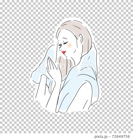 洗髪後髪をふく美しい女性 72649756