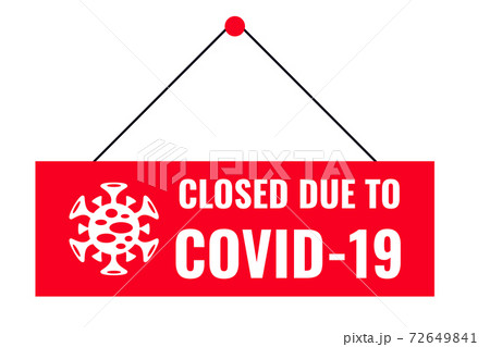 Inscription on red plate on closed door of office or store. Inscription on red plate on closed door of office or store. 72649841