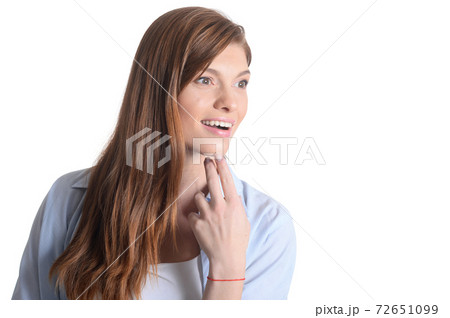 Close up portrait of beautiful smiling young woman Close up portrait of beautiful smiling young woman 72651099
