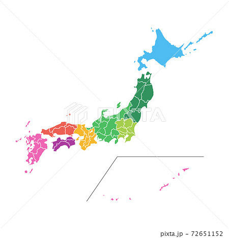 日本地図　カラフル 72651152