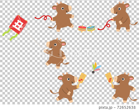 Illustration set of cows playing New Year 72652638