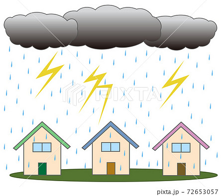 自然災害 雷雨 のイラスト素材