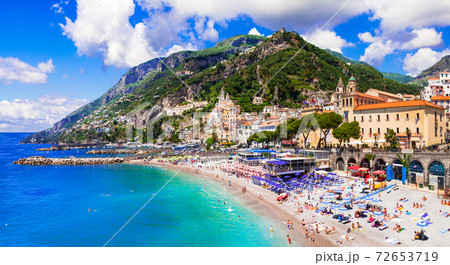 Scenic Amafi coast. Italian summer holidays. Campania, Italy 72653719