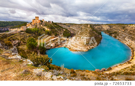 Impressive medieval castle Alarcon in Spain (near Cuenca) Castilla la Mancia 72653733
