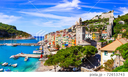 Beautiful coastal town Portovenere in Cinque terre national park. Liguria, Italy Beautiful coastal town Portovenere in Cinque terre national park. Liguria, Italy 72653743