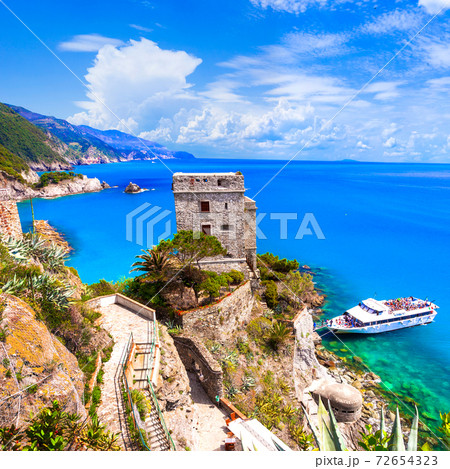 Cinque terre villages - scenic Monterosso al mare with turquoise sea. Italy, Liguria 72654323