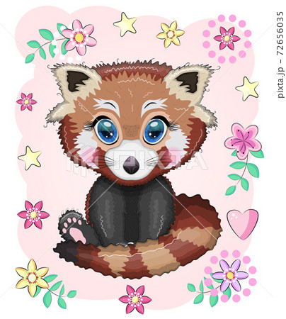 Red panda, cute character with beautiful eyes, bright childish style. Rare animals, red book, cat, bear Red panda, cute character with beautiful eyes, bright childish style. Rare animals, red book, cat, bear 72656035
