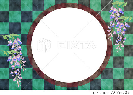 年賀状　市松模様　藤の花　文字入力　テンプレート　他のバリエーションあります 72656287