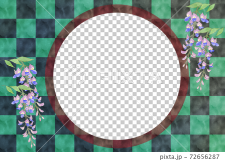 年賀状　市松模様　藤の花　文字入力　テンプレート　他のバリエーションあります 72656287