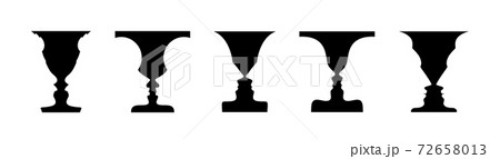 Optical Illusion with Vase and Face Profile Silhouettes Optical Illusion with Vase and Face Profile Silhouettes 72658013
