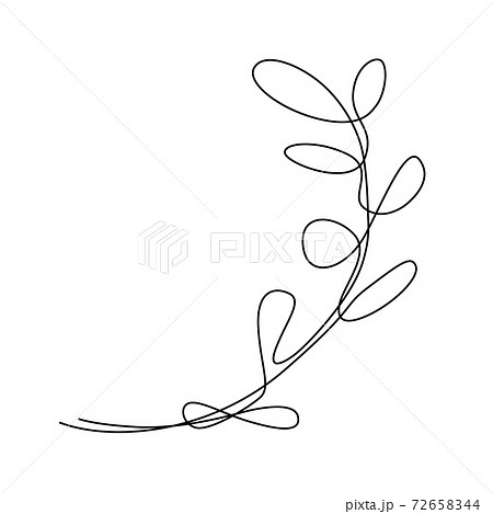 One Line Drawing Bay Leaf Twig Minimal One のイラスト素材