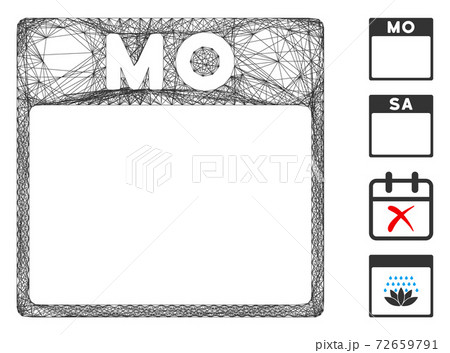 Hatched Monday Calendar Page Vector Mesh 72659791