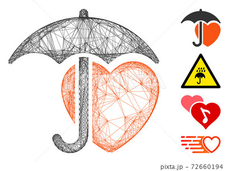 Linear Heart Umbrella Protection Vector Mesh 72660194
