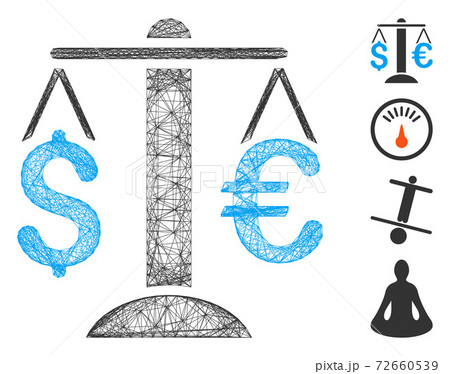 Hatched Euro Dollar Balance Vector Mesh Hatched Euro Dollar Balance Vector Mesh 72660539