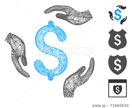Hatched Dollar Care Hands Vector Mesh 72660630
