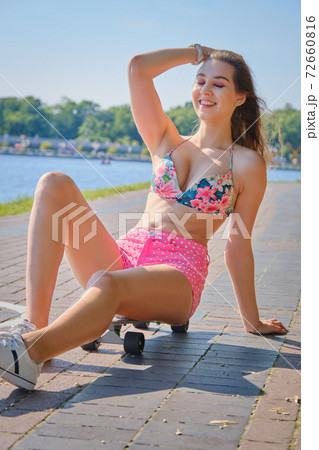 girl with skateboard girl with skateboard 72660816