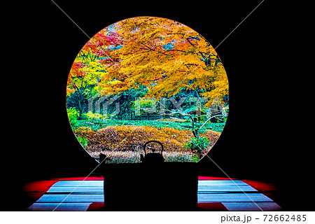 鎌倉・明月院　円窓から望む紅葉 72662485
