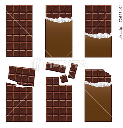 イラスト素材 チョコレート 板チョコ セットのイラスト素材