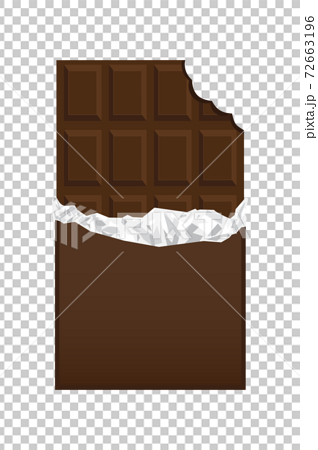 イラスト素材 チョコレート 板チョコ 食べかけ かじった跡のイラスト素材