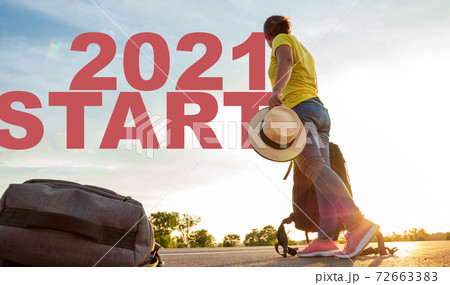 New year 2021 or start straight concept. New year 2021 or start straight concept. 72663383