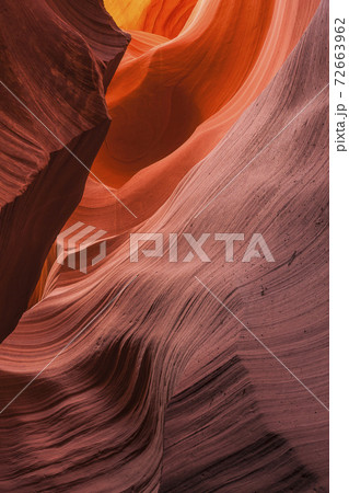 Vertical red sandstone slot canyon at Lower Antelope Canyon Vertical red sandstone slot canyon at Lower Antelope Canyon 72663962