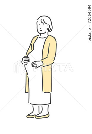 立っている妊婦さんの全身イラスト素材のイラスト素材