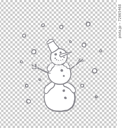 Snowman illustration line art gray 72665468