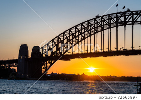 Backlight photo of Harbour Bridge at sunset, Sydney 72665897
