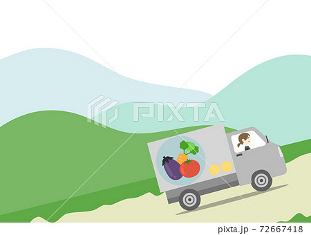 移動スーパー 山道のイラスト素材