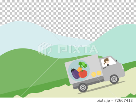 移動スーパー 山道のイラスト素材