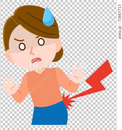 ぎっくり腰　体の不調　女性　イラスト 72667713