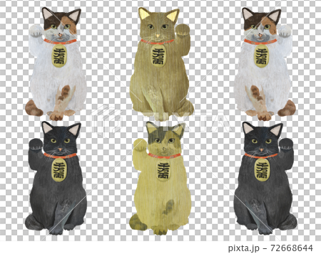 招き猫詰め合わせのイラスト素材