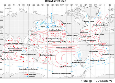 世界の主な海流、世界海流図、英語版 72668679