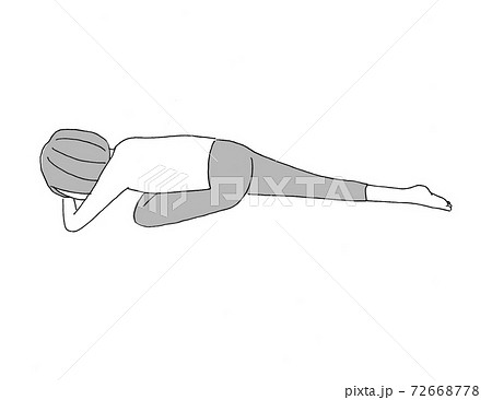 ヨガ お尻をストレッチするひばりのポーズのイラスト素材