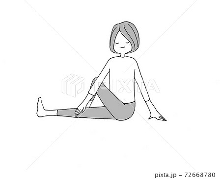 ヨガ 腰をほぐすねじりのポーズのイラスト素材