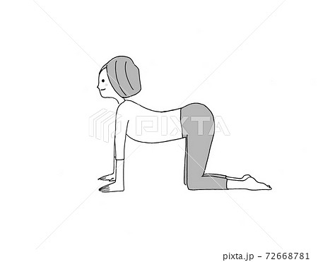 ヨガ 姿勢を整えるネコの反りのポーズのイラスト素材