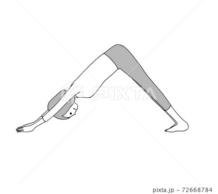 ヨガ 全身をストレッチするダウンドッグのポーズのイラスト素材