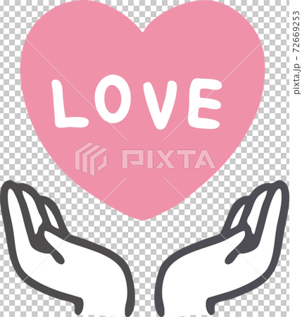 用手包裹著粉紅色的心寫為愛的插圖 用手包裹著粉紅色的心寫為愛的插圖 72669253